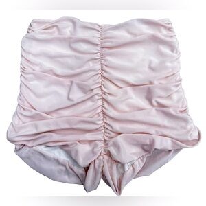 O. VIANCA High Waist Ruched Shorts Light Pink Lined Mesh Size M Festival Sexy